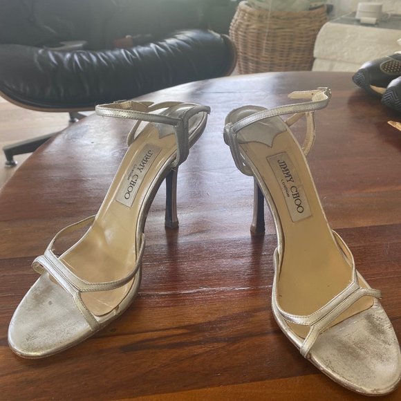 Jimmy Choo Silver Sandal Heels - Picture 3 of 8